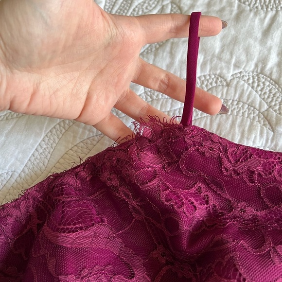 Hayley Paige Occasions - Chiffon Halter Lace Dress - Style 5715 - Flamingo - Picture 6 of 13